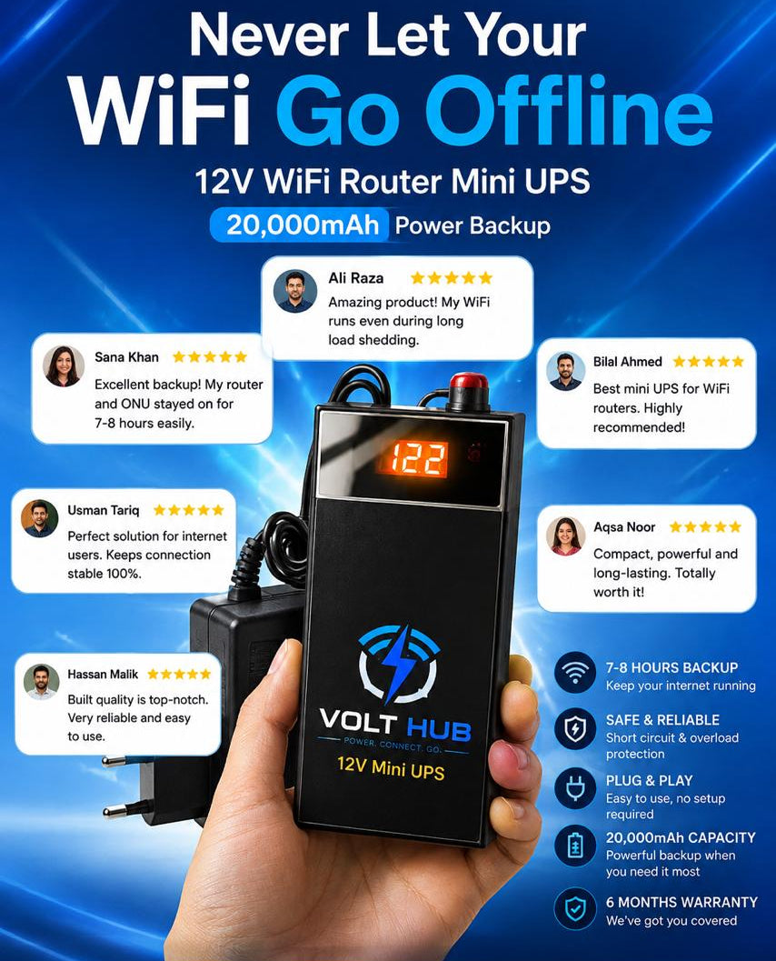 12V wifi router mini UPS 20000 mAH Volt Hub-Free Delivery & Allow To Open